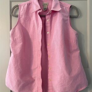 LL Bean Pink Sleeveless Button-Up Shirt